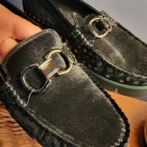 Chic Black Loafers with Gold Accent